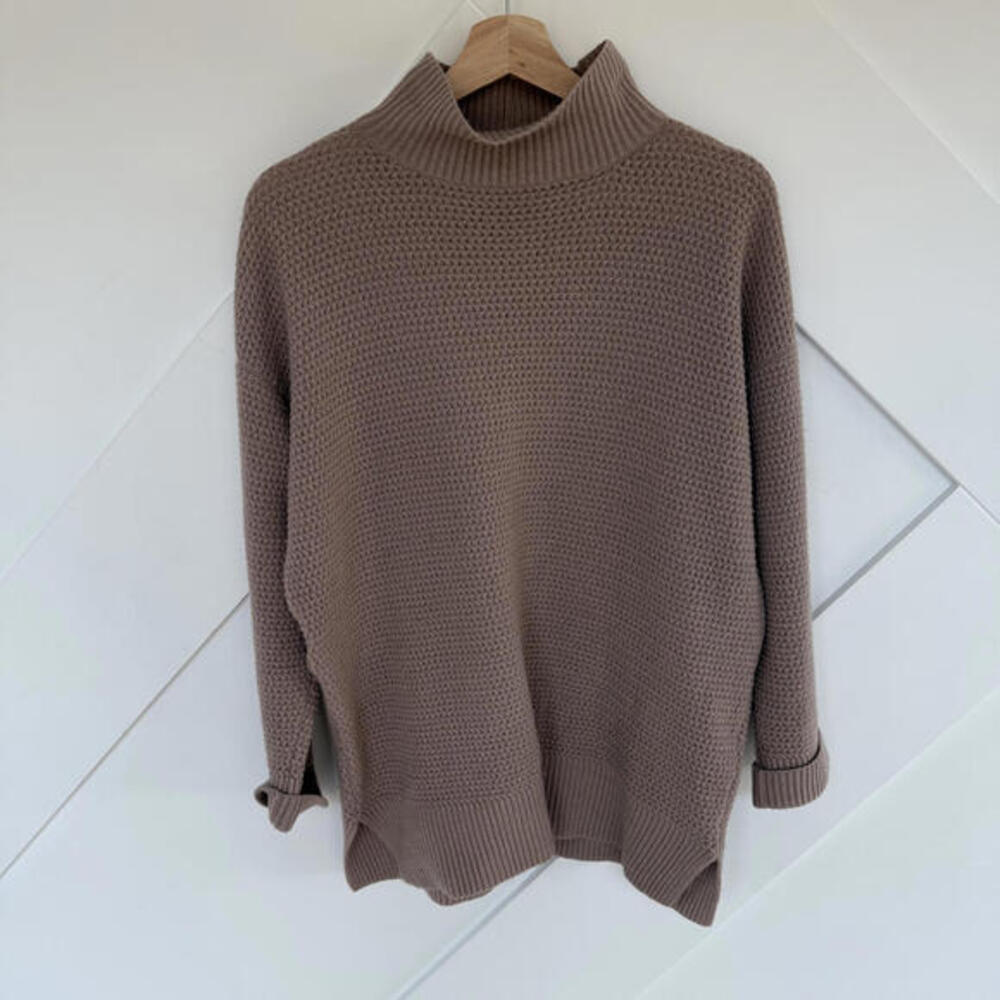 Agnona 100% Cashmere Knit Sweater Taupe Size 8 M